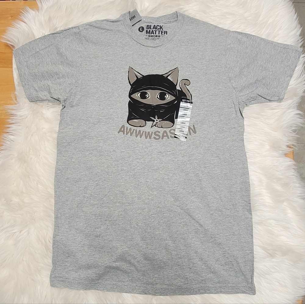 NWT Black Matter Awwsassin Cat Tee in Gray